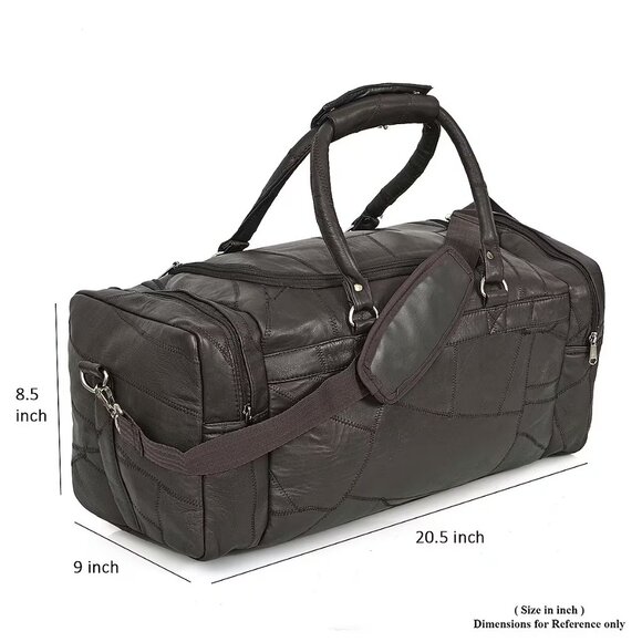 Royal Brown Genuine Patch Leather Duffle Bag with Shoulder Strap and Fanny Pack - Picture 2 of 6